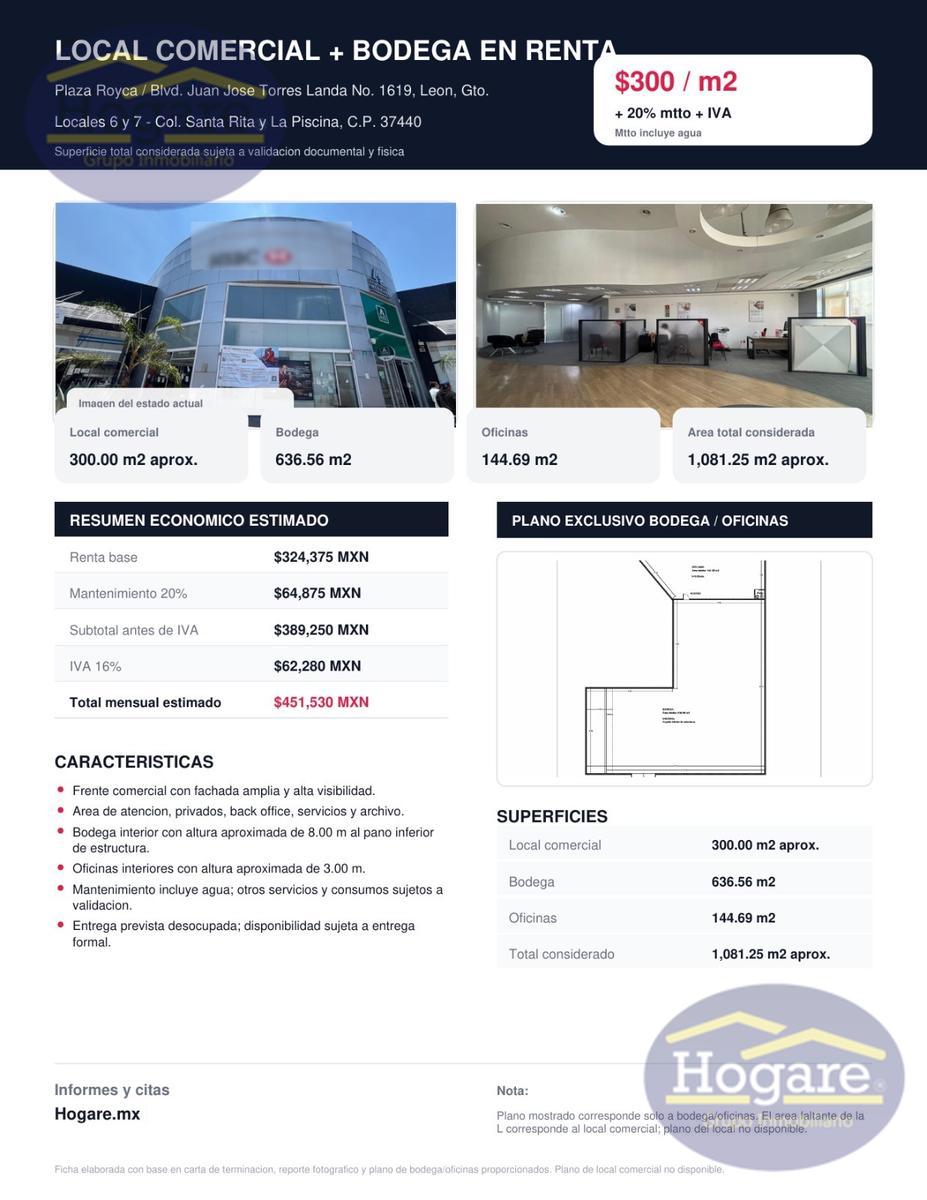 Local en Renta Plaza Royca, Blvd Torres Landa, León Gto